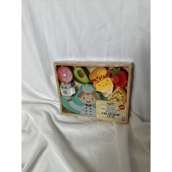 Creative Kids‎ Wood Puzzle Stack and Balance Toy Set Chef Pretend Food New NIB - Picture 4 of 10